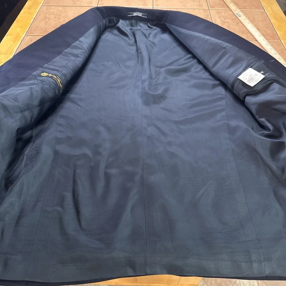 Loro Piana Silverstone Blazer Men Sz 42R Navy Blue Wool Silver Buttons Jacket